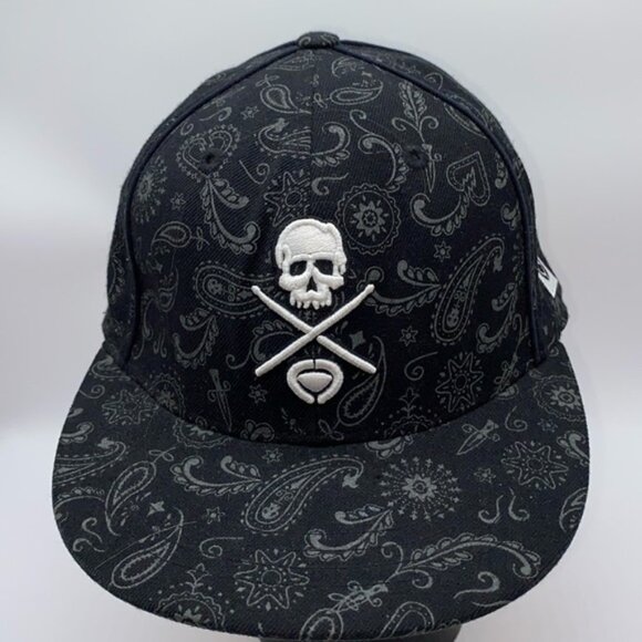 Circa Hat Men’s 7 3/8 Black Authentic Skull Drum Sticks Headwear Baseball Cap - Picture 1 of 14